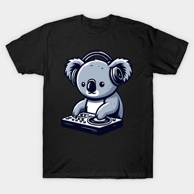 Cute koala with headphones in a dj party, kawaii style koala bear vector illustration T-Shirt by Nora Liak